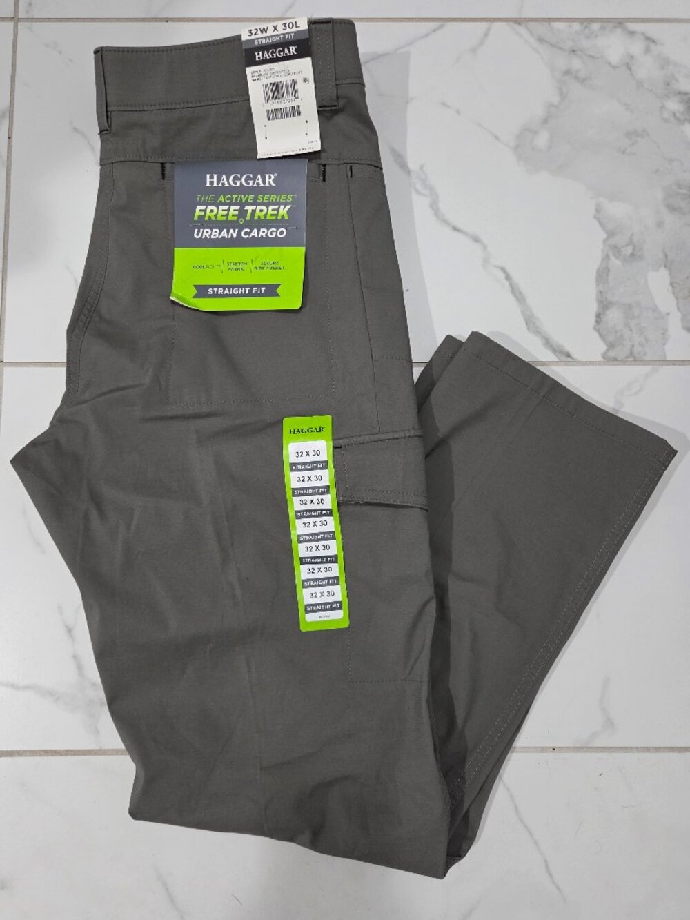 NWT grey Haggar active series free trek urban cargo straight fit 32X30